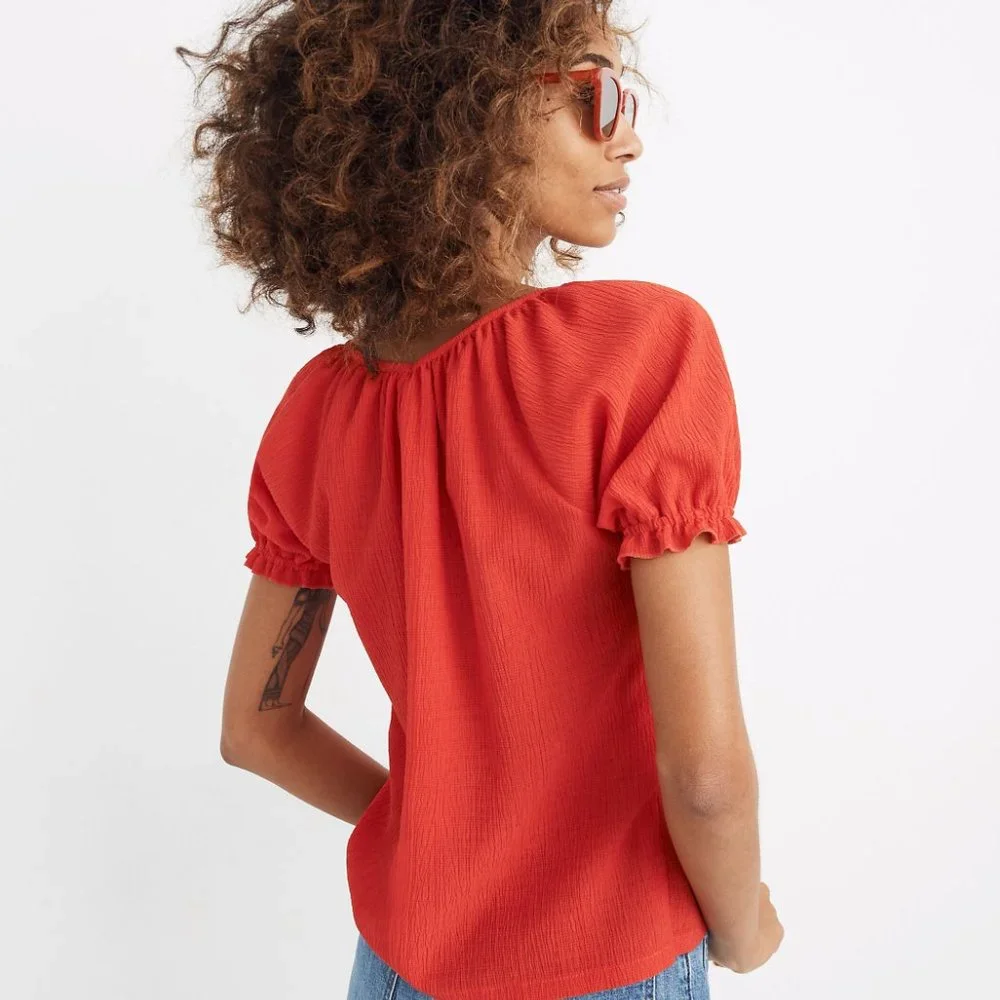 Texture & Thread Peasant Top - Red - Picture 4 of 7